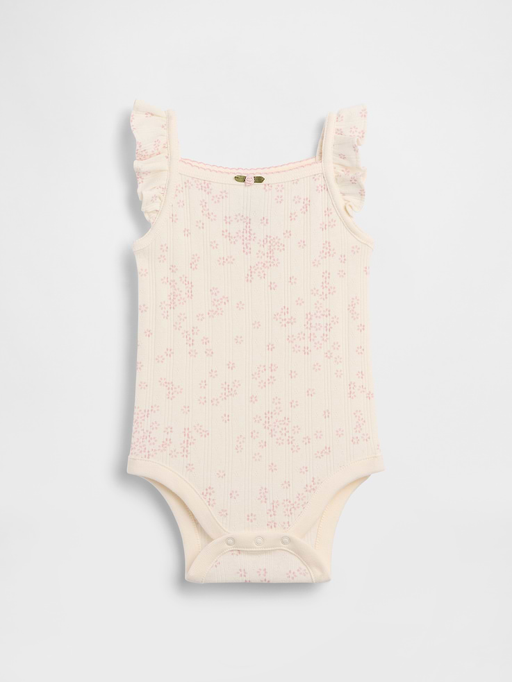 Image number 1 showing, Baby Pointelle Rib Floral Tank Bodysuit