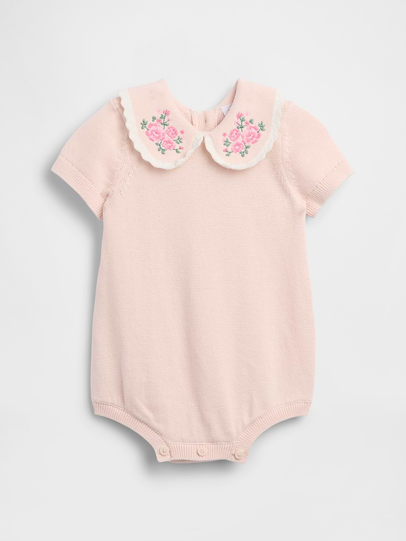 Baby Embroidered Collar Sweater Bodysuit
