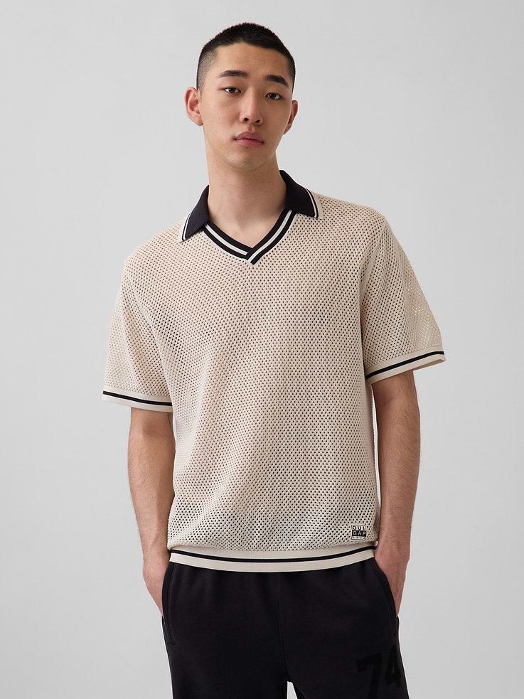 Image number 1 showing, OuiGap Mesh Polo Sweater