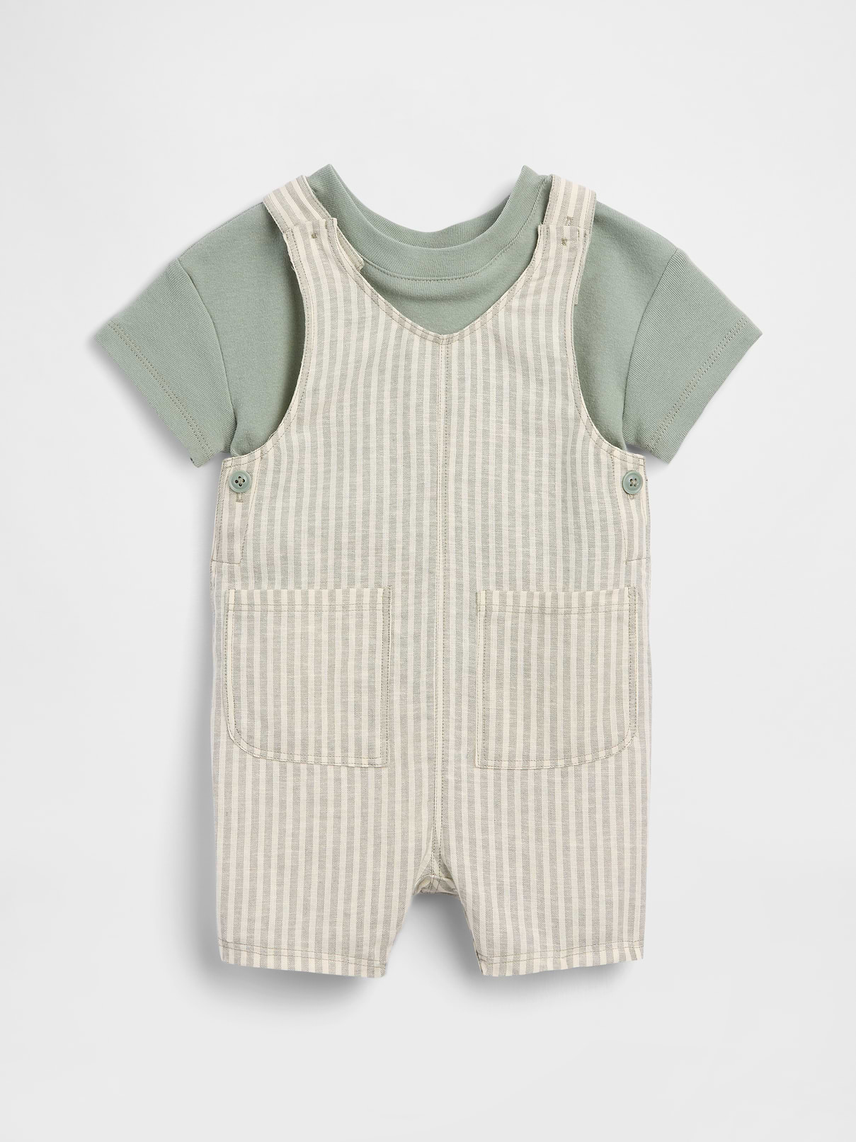 Baby Linen-Cotton Shortall Outfit Set