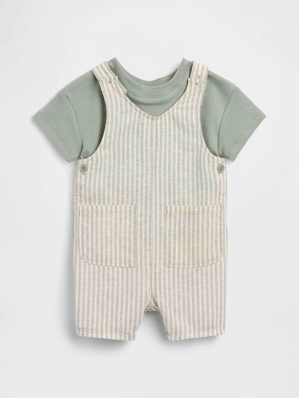 Baby Linen-Cotton Shortall Outfit Set
