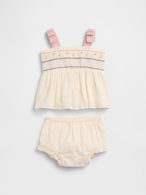 Baby Embroidered Tank Outfit Set