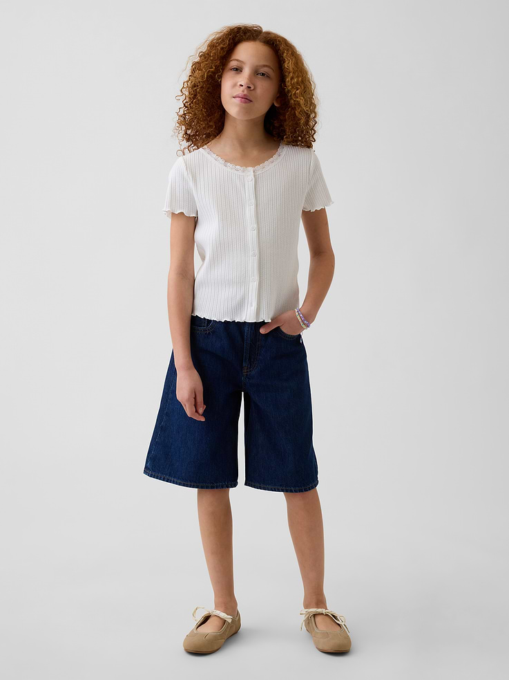 Image number 1 showing, Kids Low Rise Longline Denim Shorts