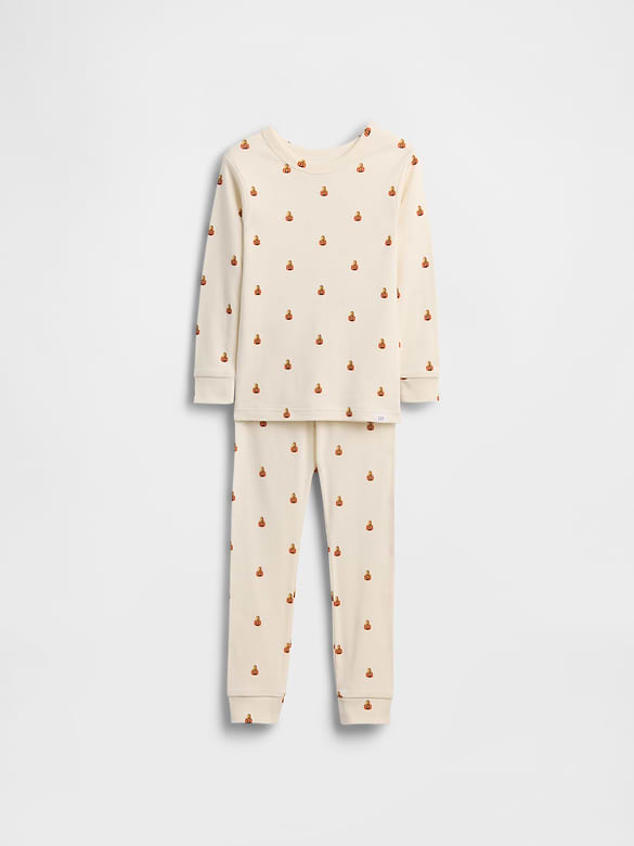 Kids & Baby Organic Brushed Cotton Pumpkin Bear PJ Set
