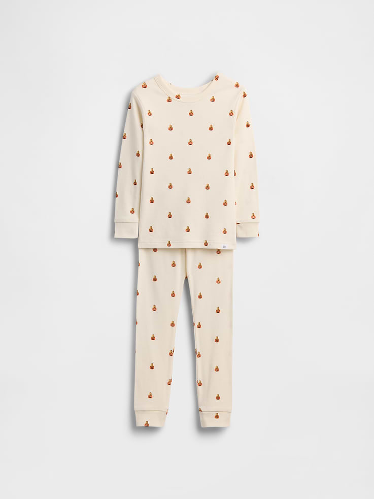 Image number 1 showing, Kids & Baby Organic Brushed Cotton Pumpkin Bear PJ Set
