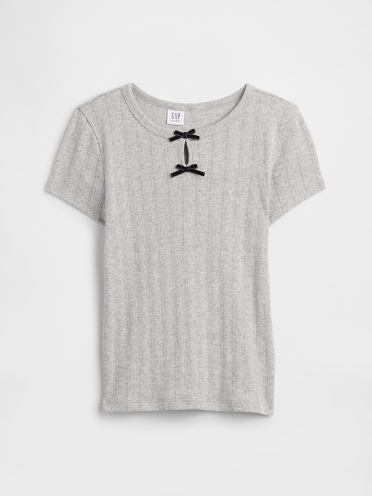 Image number 1 showing, Kids Pointelle Keyhole T-Shirt