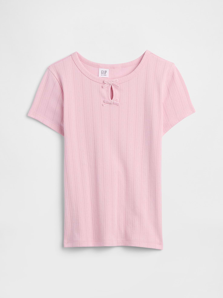 Image number 1 showing, Kids Pointelle Keyhole T-Shirt