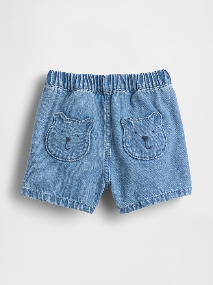 Image number 1 showing, Baby Brannan Bear Pocket Pull-On Denim Shorts