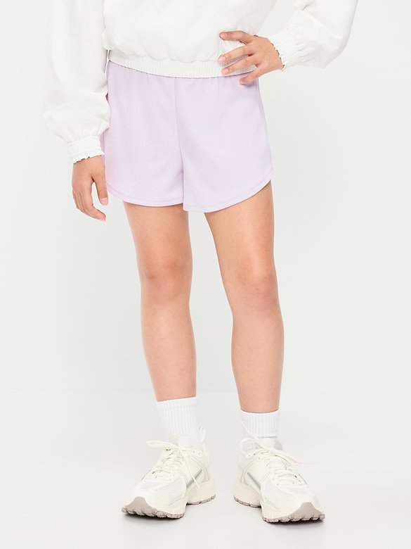 High-Waisted Mesh Dolphin-Hem Shorts for Girls