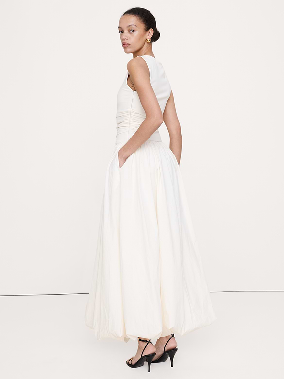 Jersey + Cotton Poplin Bubble-Hem Dress