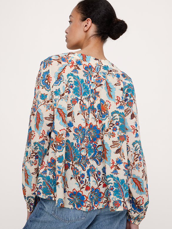 Lightweight Cotton Split-Neck Top