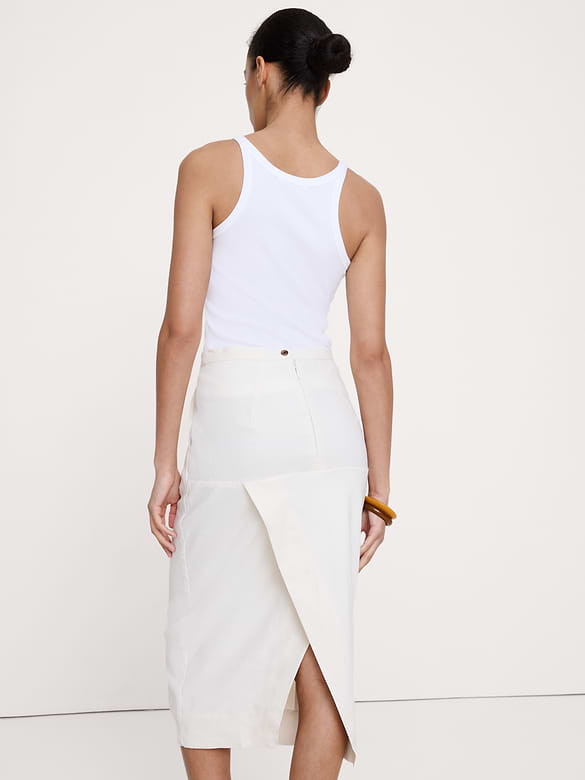 Stretch Linen-Viscose Pencil Skirt