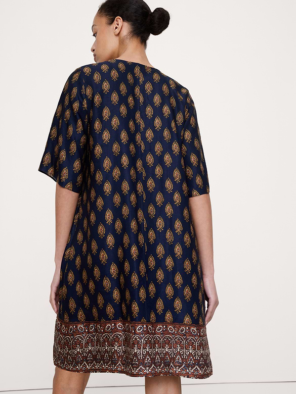 Viscose-Linen Scoop-Neck Mini Dress