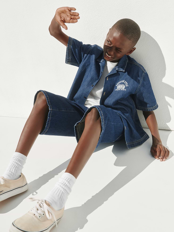 Image number 5 showing, Kids Denim Relaxed New York Logo Shirt