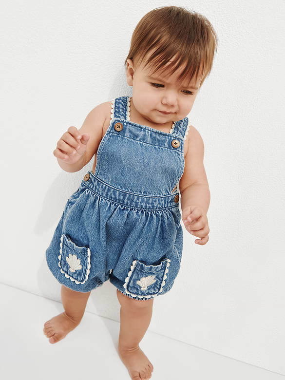 Baby Denim Shell Pocket Bubble Overalls