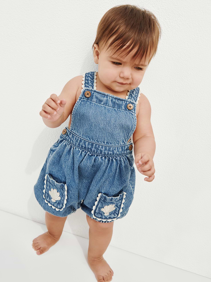 Image number 4 showing, Baby Denim Shell Pocket Bubble Overalls