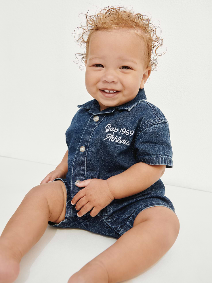 Image number 5 showing, Baby Denim Gap Logo Shorty One-Piece