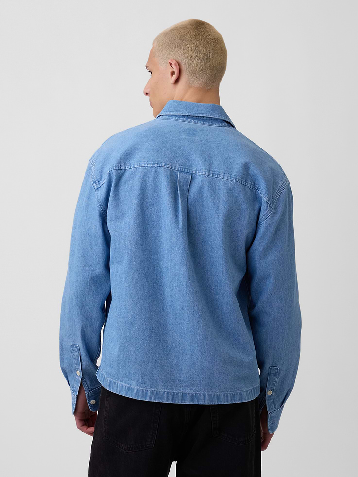 Image number 3 showing, Denim Relaxed Straight-Hem Shirt