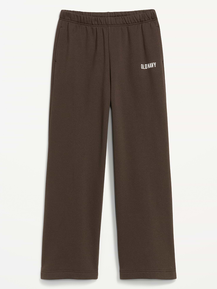 Image number 5 showing, High-Waisted Fleece Wide-Leg Sweatpants