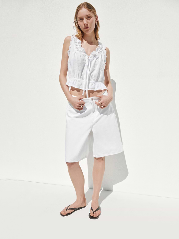 11" Mid Rise Longline Denim Shorts