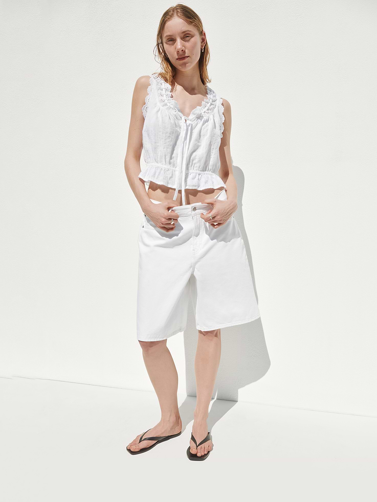 Image number 6 showing, 11" Mid Rise Longline Denim Shorts