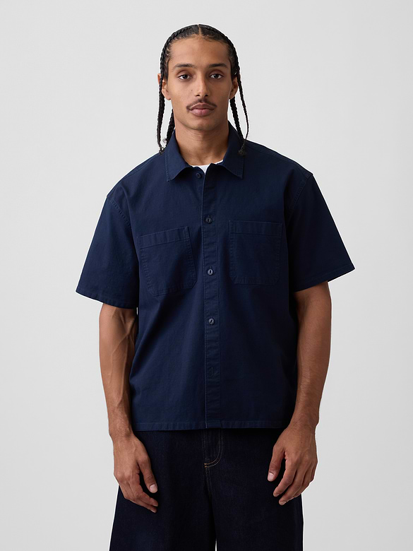 Relaxed Straight-Hem Utility Shirt