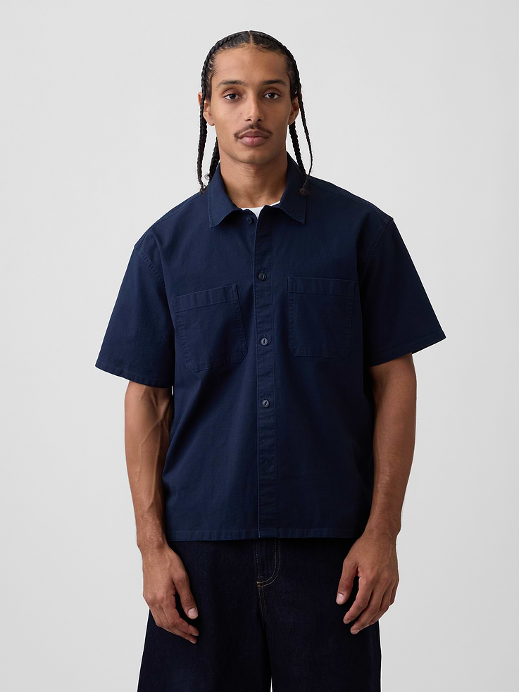 Image number 1 showing, Relaxed Straight-Hem Utility Shirt
