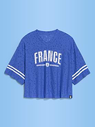 Image number 1 showing, FIFA World Cup 26™ France Boxy Lace V-Neck T-Shirt for Women
