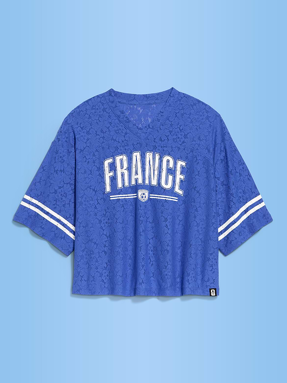 FIFA World Cup 26™ France Boxy Lace V-Neck T-Shirt for Women