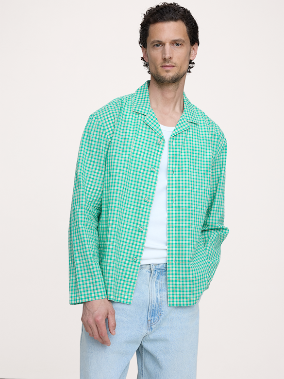 Relaxed-Fit Summerweight Cotton Long-Sleeve Resort Shirt