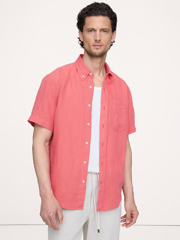 Standard-Fit Linen Short-Sleeve Shirt