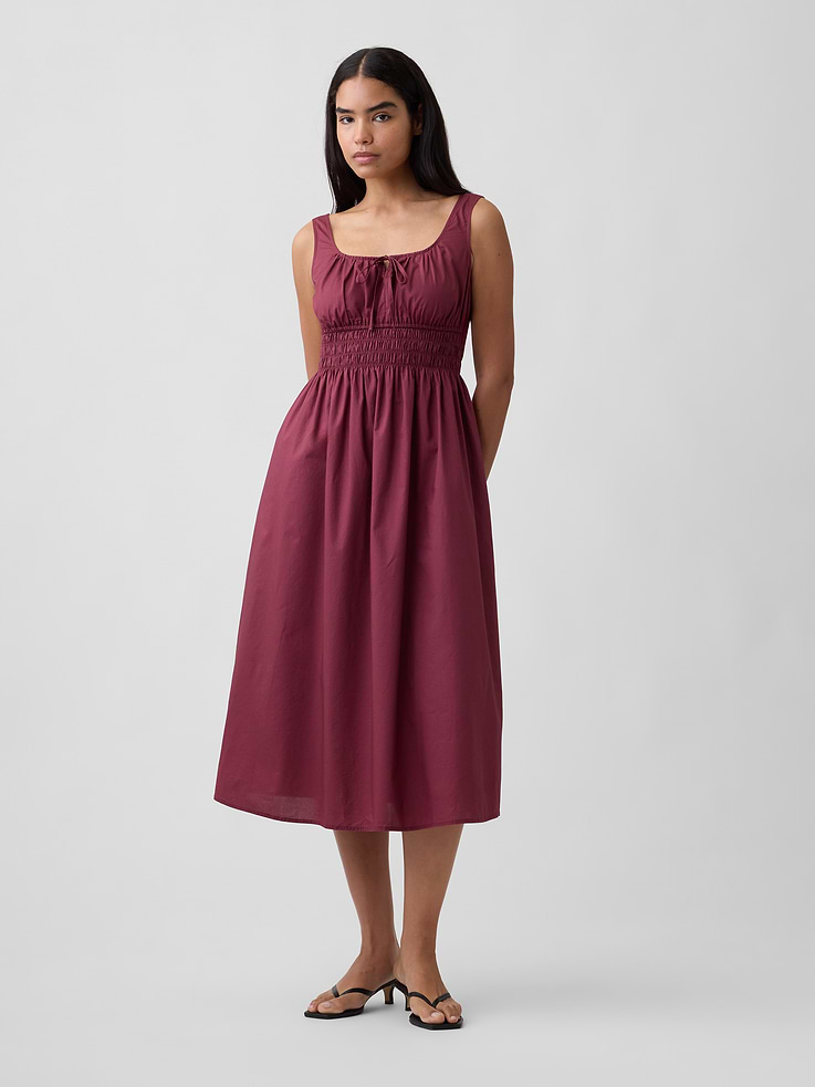 Image number 1 showing, Smocked Tie-Front Midi Dress
