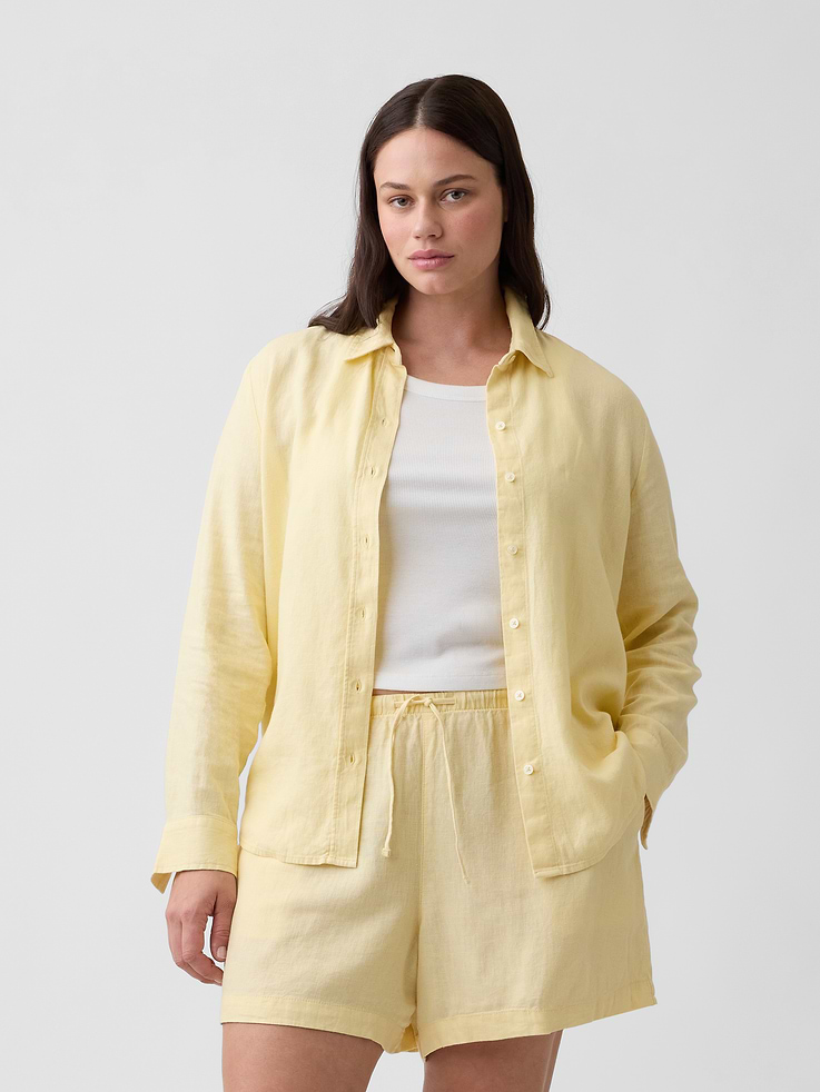 Image number 5 showing, 4" Pull-On Linen-Blend Shorts