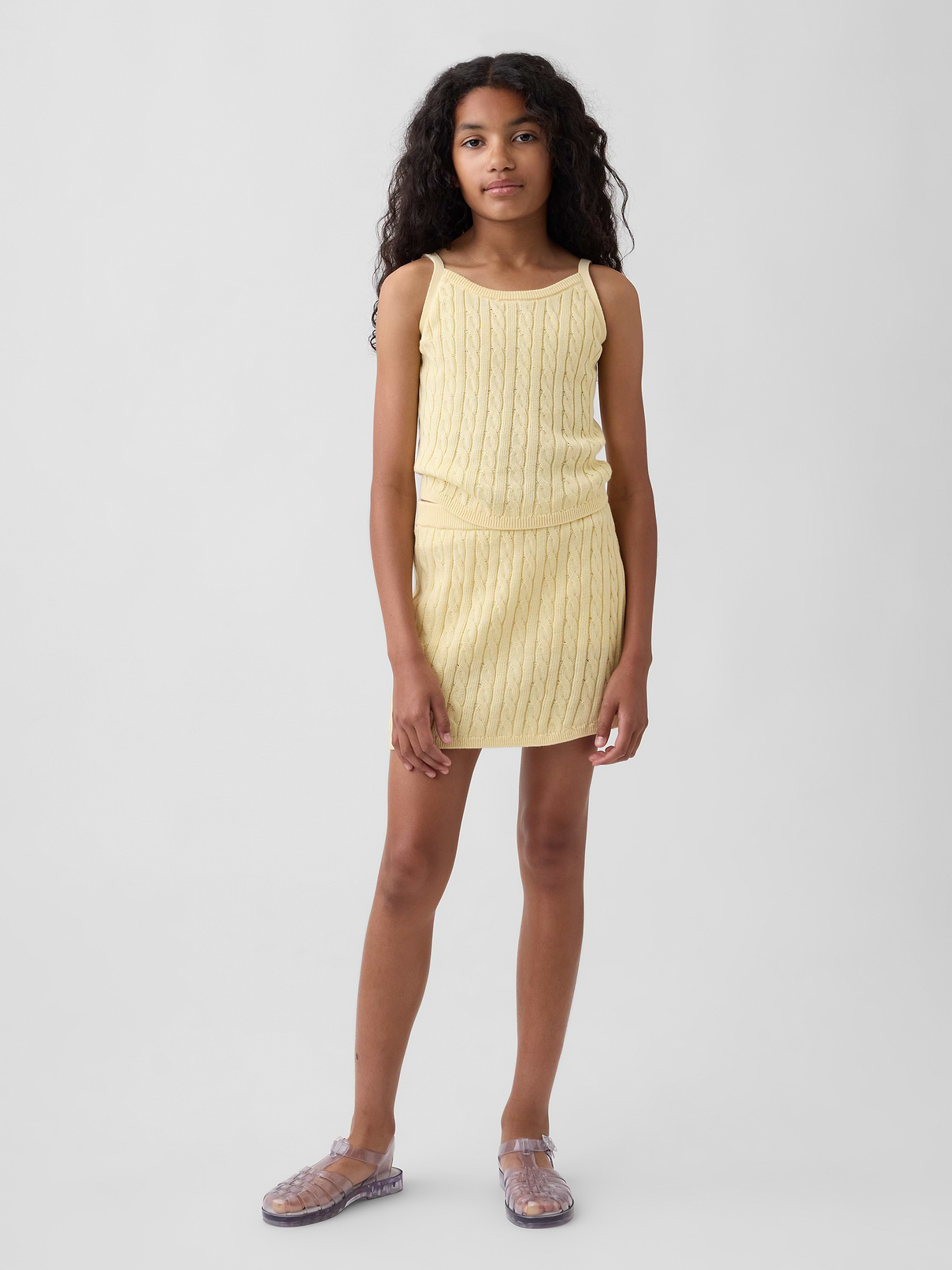 Kids 100% Cotton Cable-Knit Sweater Skort