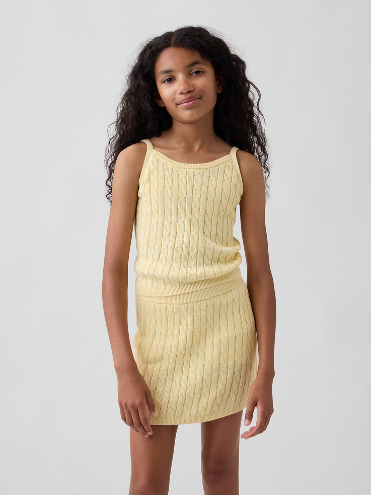Image number 1 showing, Kids 100% Cotton Cable-Knit Sweater Cami