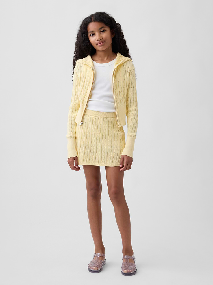 Image number 4 showing, Kids 100% Cotton Cable-Knit Sweater Zip Hoodie