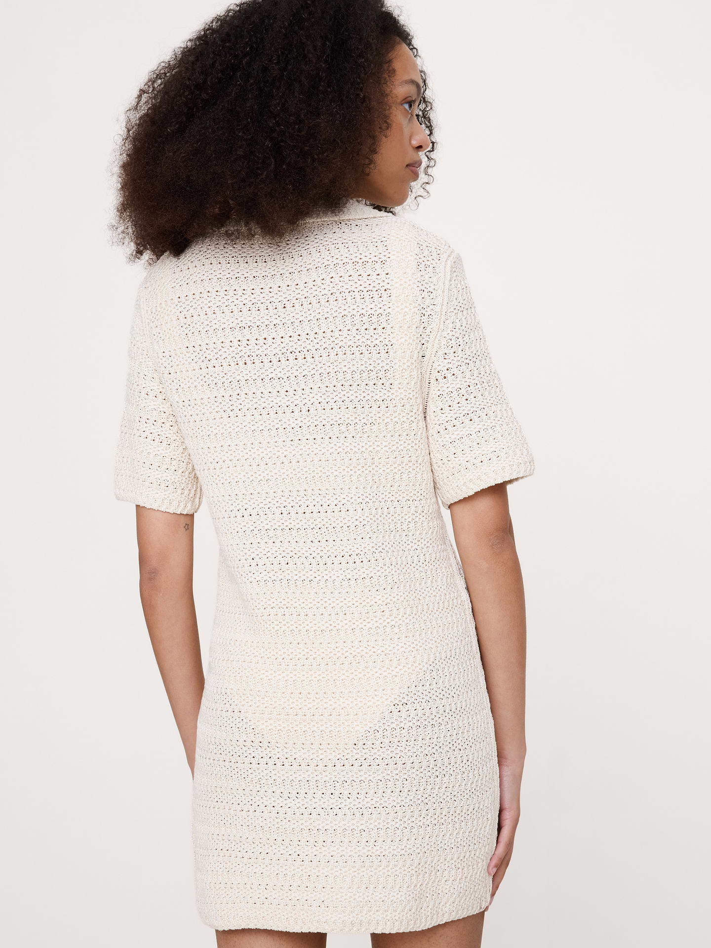 Image number 3 showing, Cotton Crochet Mini Sweater Dress