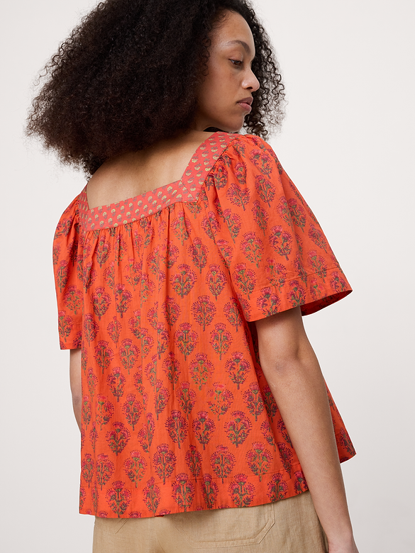 Lightweight Cotton Square-Neck Top