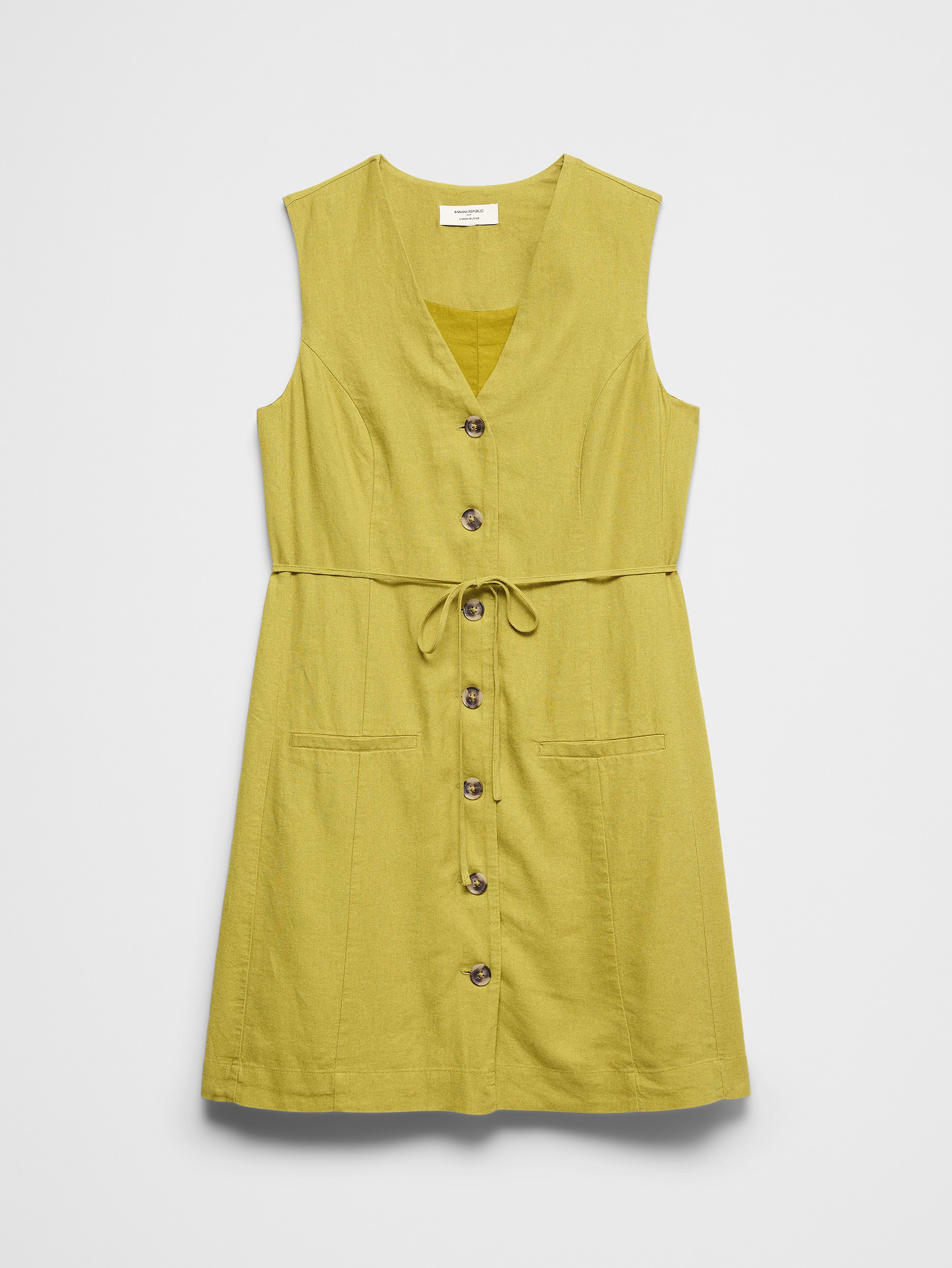 Image number 7 showing, Linen-Blend Button-Front Above-Knee Dress
