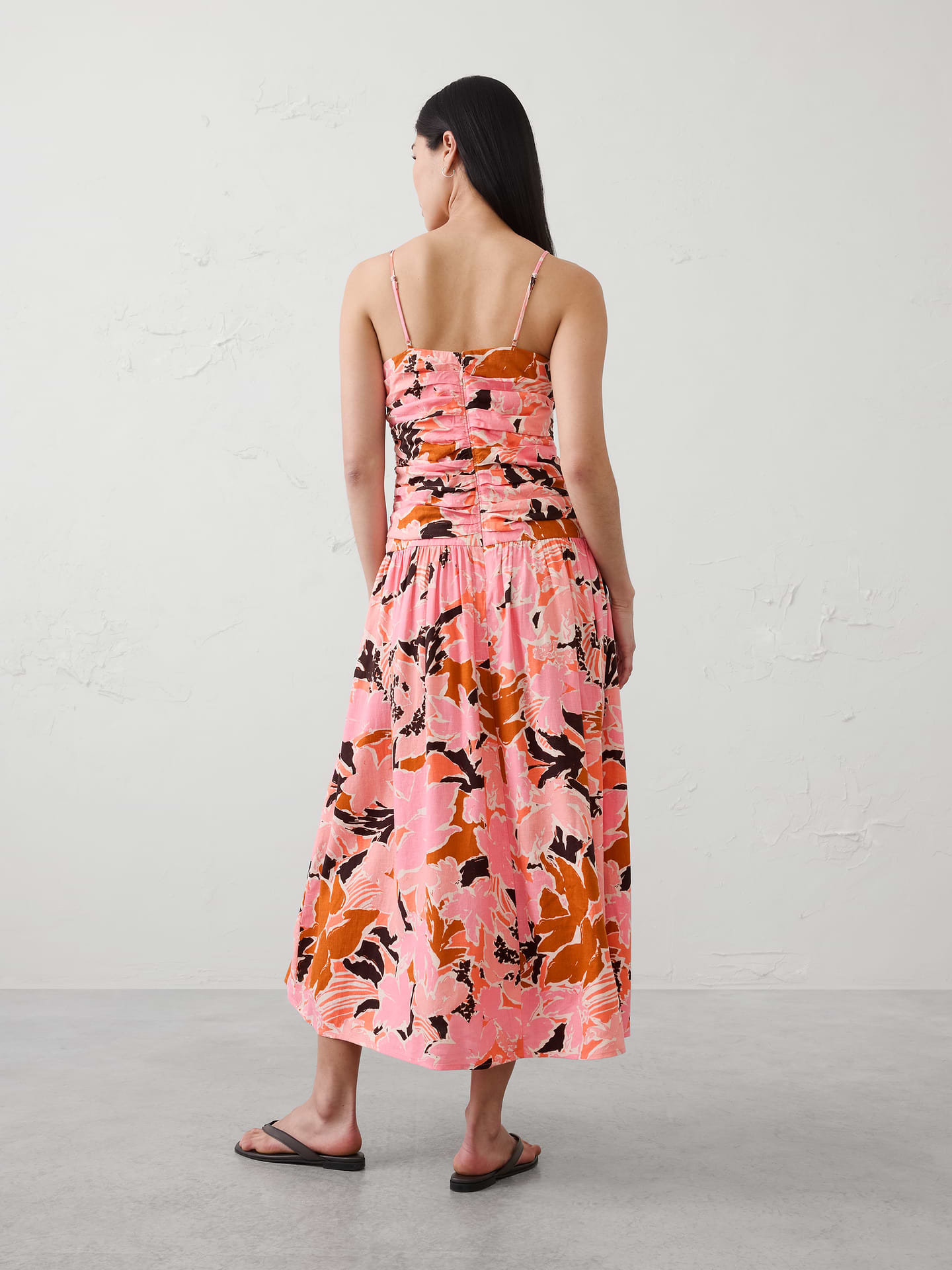 Image number 5 showing, Linen-Blend Strappy Ruched-Bodice Maxi Dress