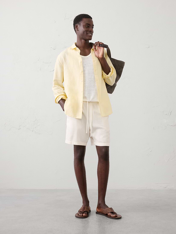 Slim-Fit Linen-Blend Shirt