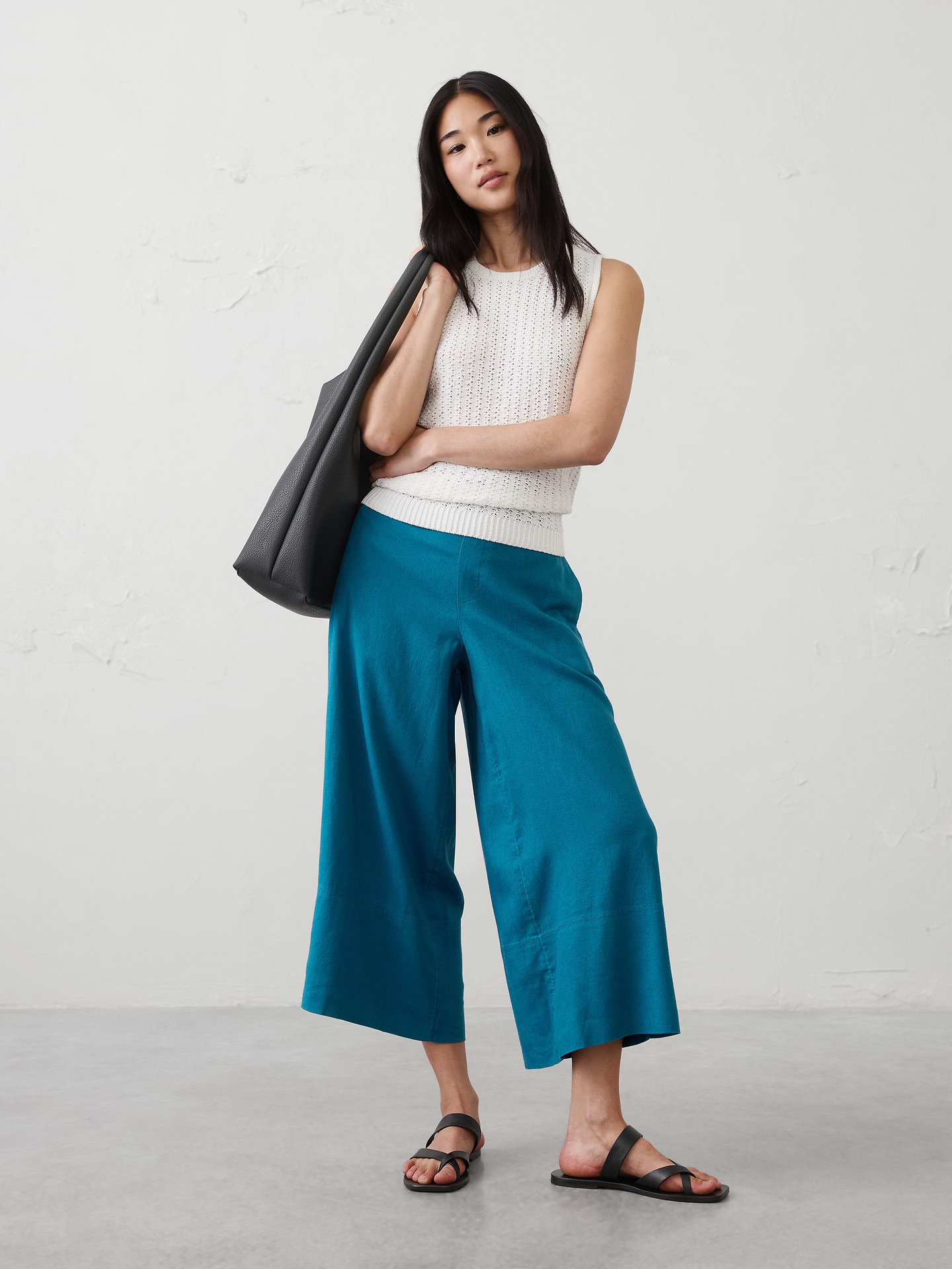 Image number 1 showing, Anyday Wide-Leg High-Rise Linen-Blend Cropped Pant