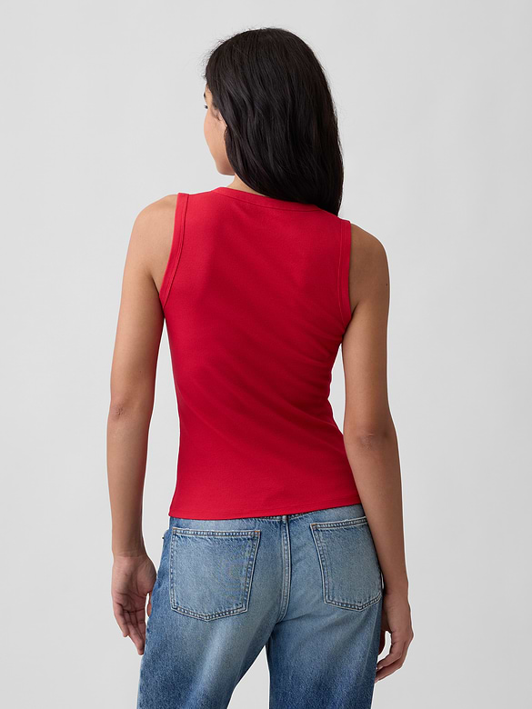 Ribbed Henley Tank Top