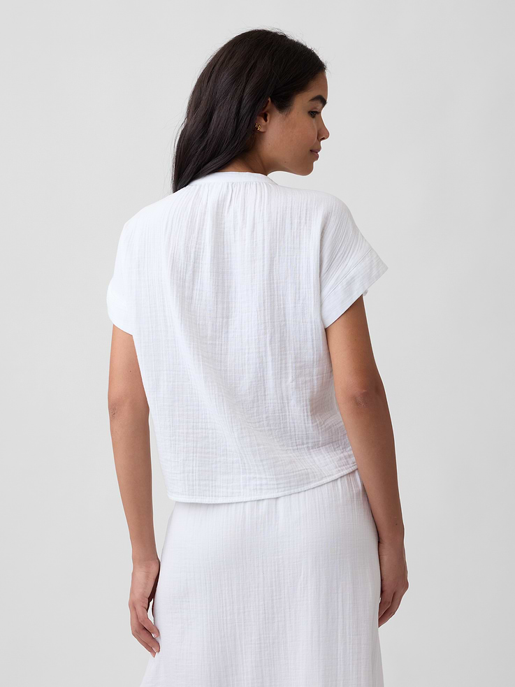 Image number 2 showing, Relaxed Button-Up Gauze Top