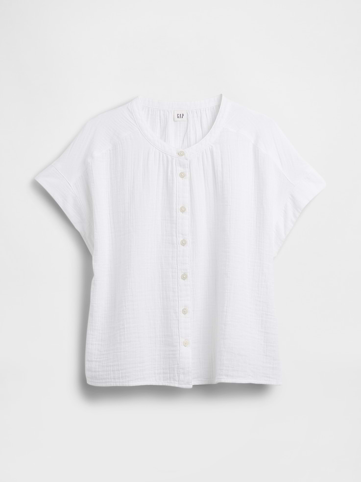 Image number 5 showing, Relaxed Button-Up Gauze Top