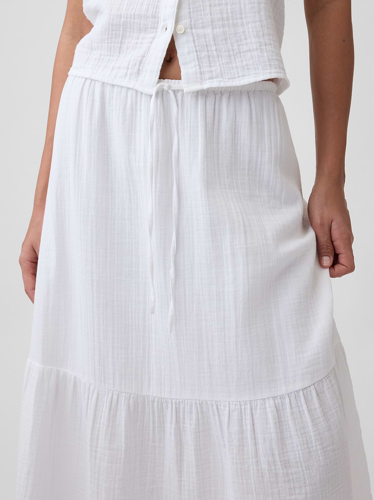 Image number 4 showing, Pull-On Gauze Midi Skirt
