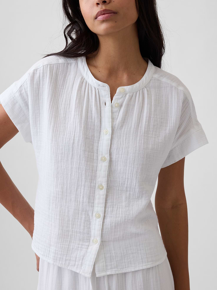 Image number 4 showing, Relaxed Button-Up Gauze Top