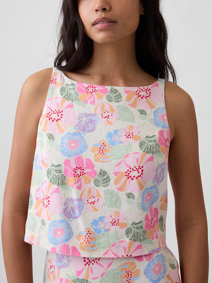 Image 4 of 5, Linen-Blend Apron Top
