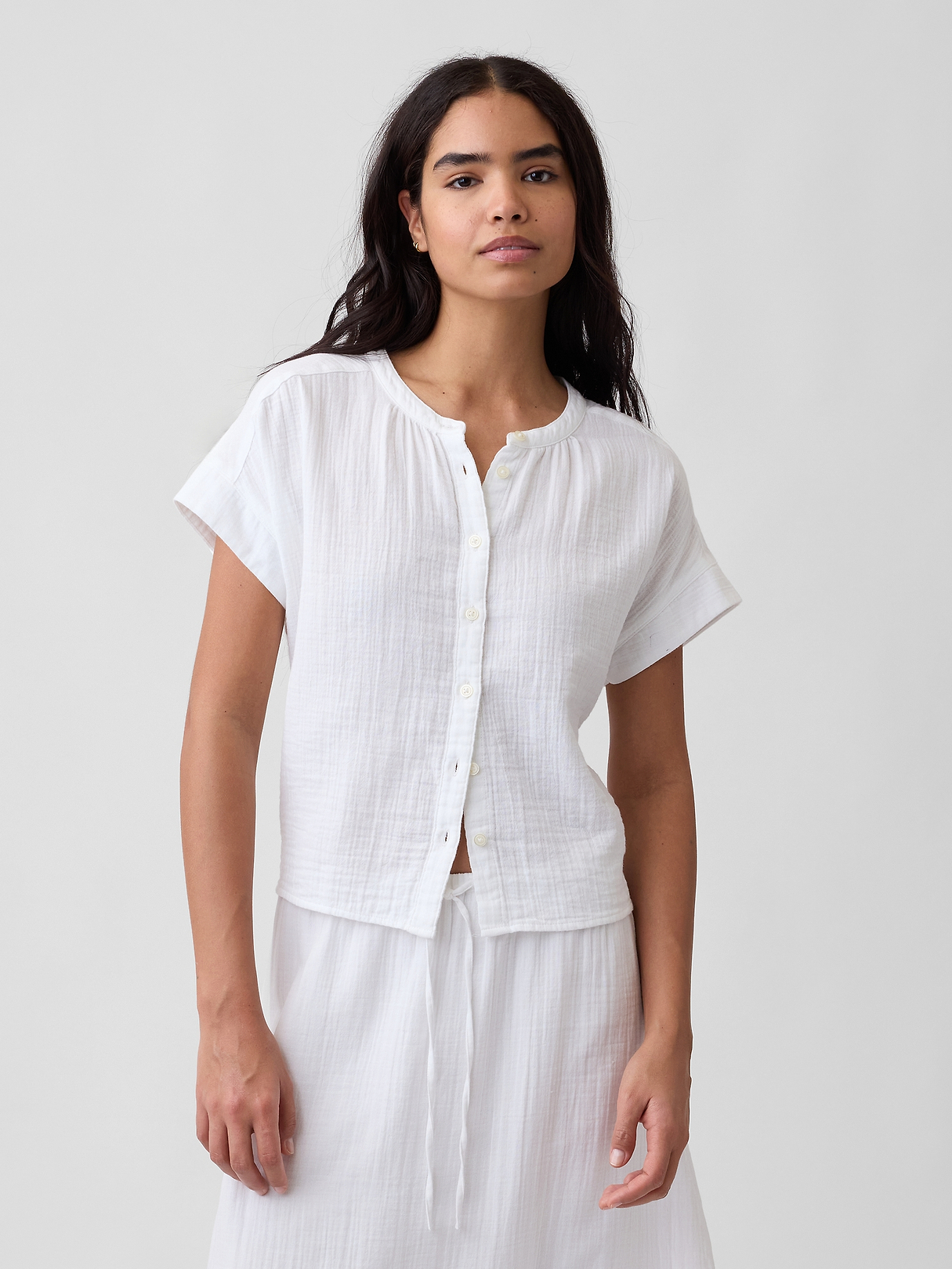 Relaxed Button-Up Gauze Top | Gap Factory