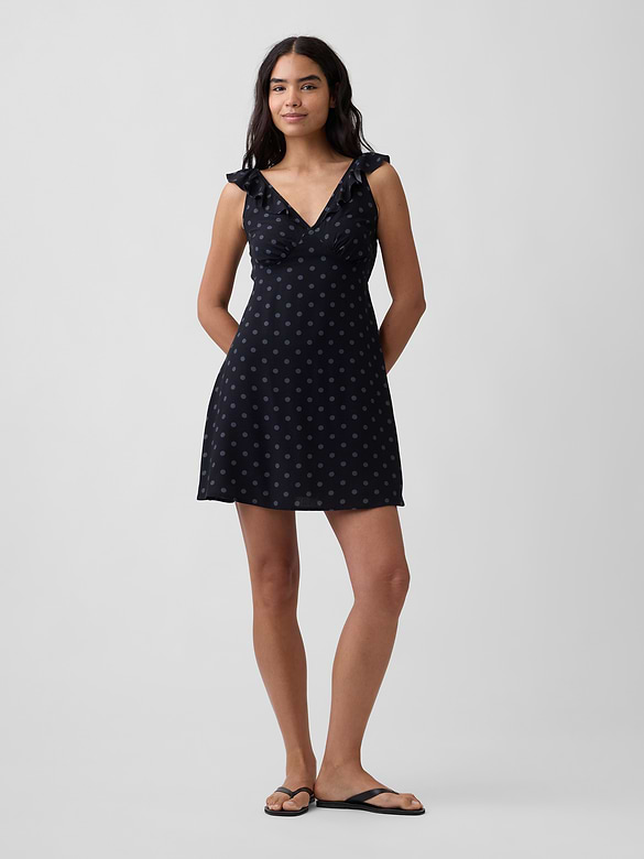 Ruffle V-Neck Mini Dress